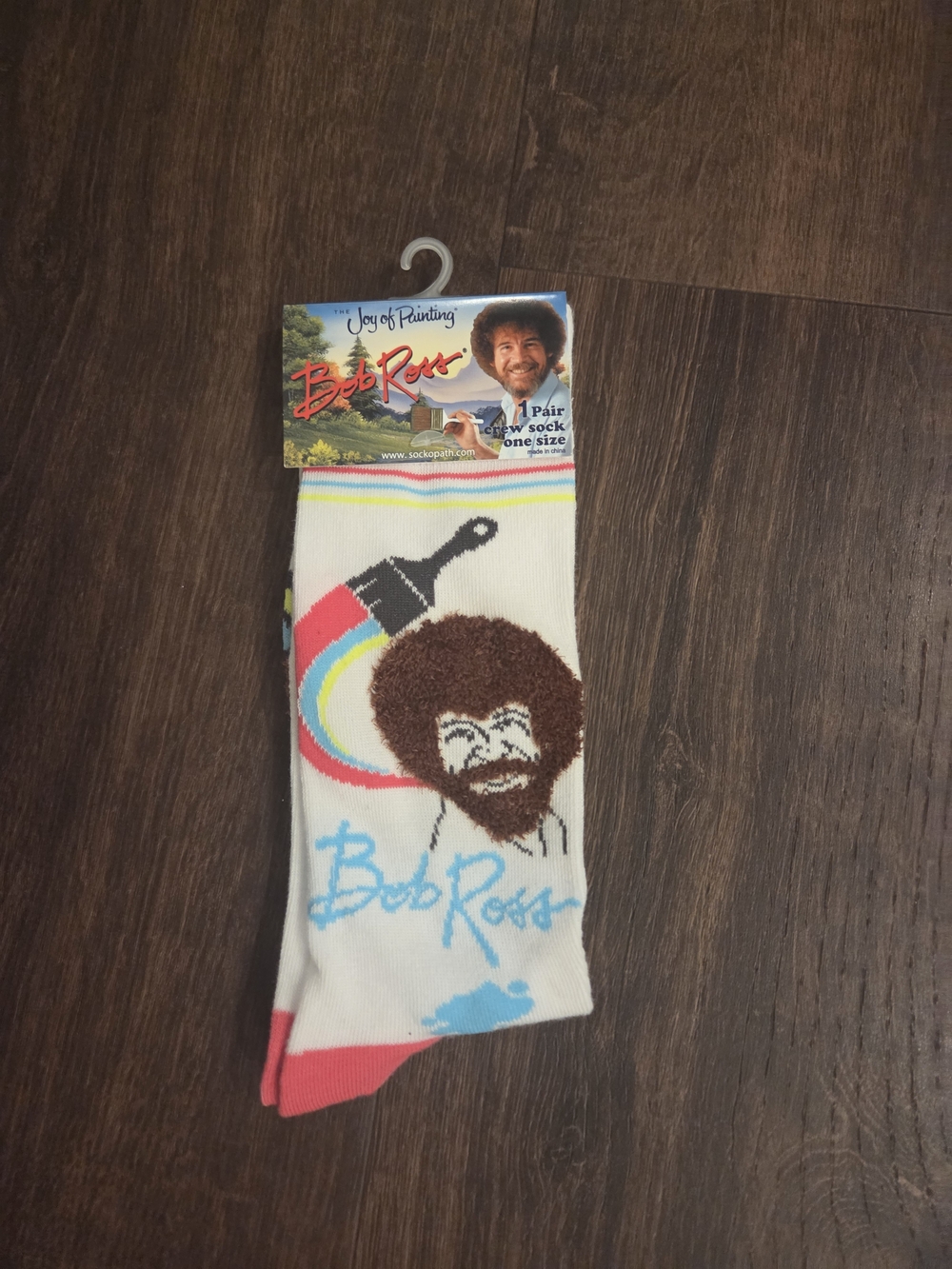 NWT Unisex Bob Ross Novelty Crew Socks